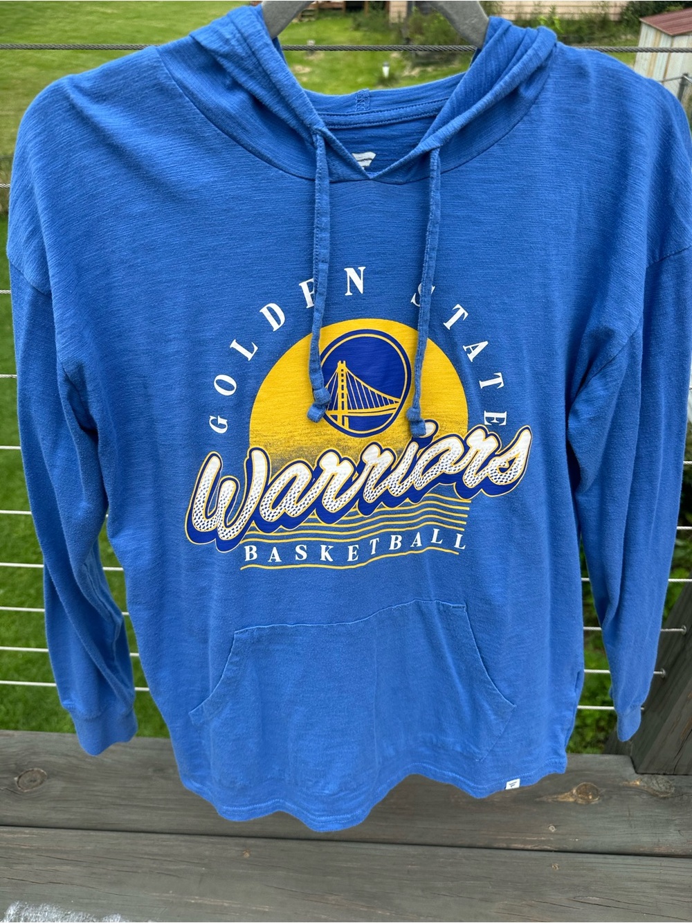 Fanatics Blue and Yellow Golden State Warriors light weight Sweatshirt